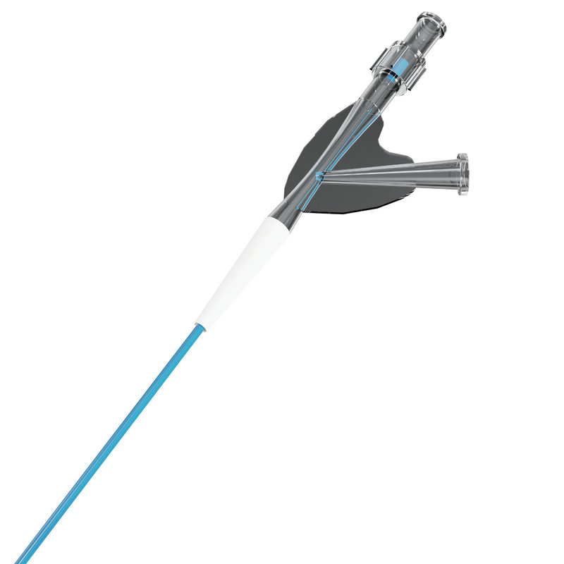 Dilation balloon catheter sheath with blue shaft and hemostasis valve
