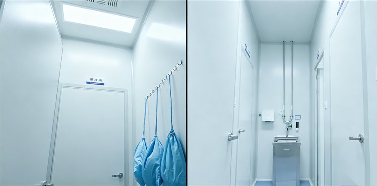 PURETH Class 100,000 cleanroom corridor and gowning area